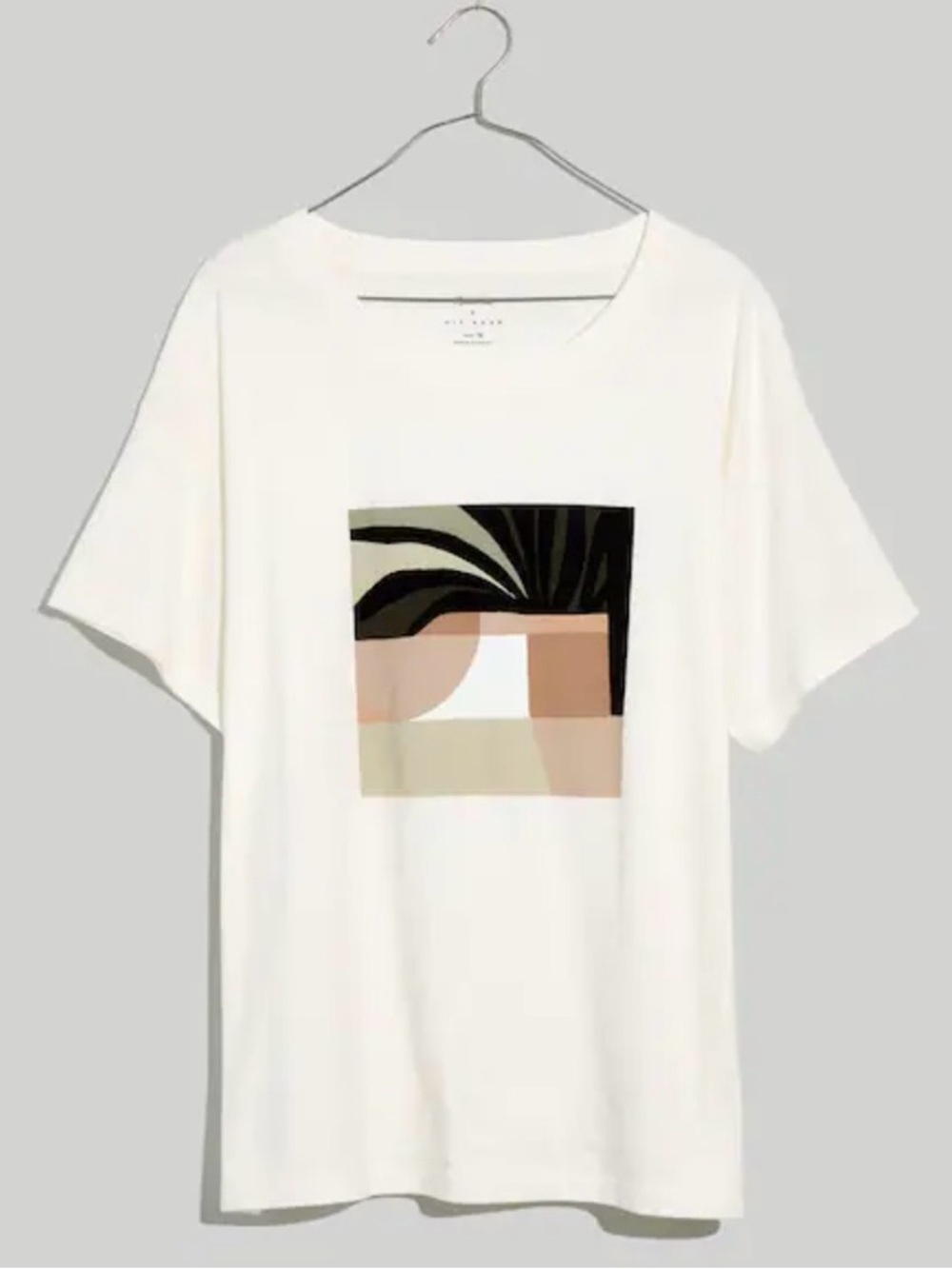 Madewell Cream Short-Sleeve Tee with Abstract Block Graphic